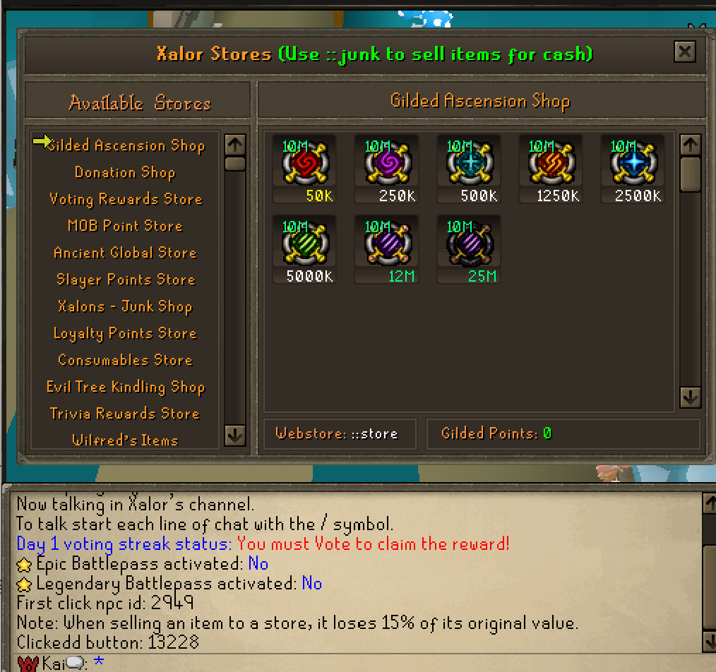 Gilded store interface